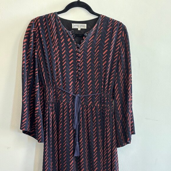 Apiece Apart Navy Hatch Print Upaya Dress - Size 2 - - Picture 5 of 7